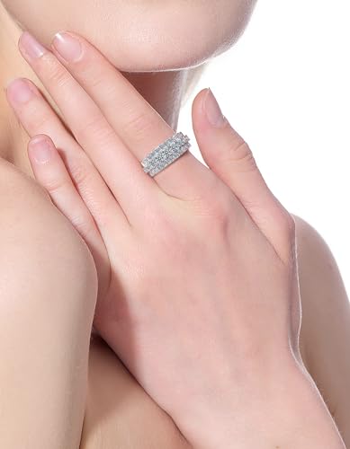 Moissanite Wedding Bands for Women, Round Cut D Color VVS1 anniversary Engagement Ring,S925 Sterling Silver with 18K White Gold Plated Promise Valentine Ring Valentine's Day Gift2