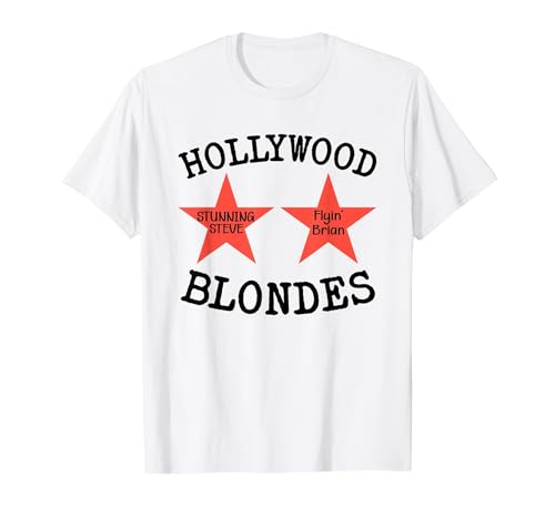 Hollywood Blondes Funny Stars Writting Text T-Shirt, Men, White, 5X-Large