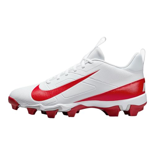 Nike Alpha Menace 4 Shark Football Cleats (FN0028-102, White/University Red/Photon Dust/University Red) Size 8