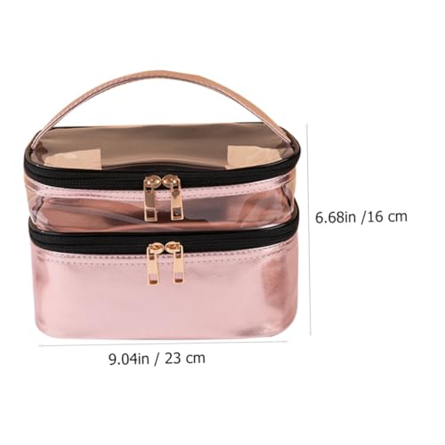 Rangement maquillage multifonction et trousse de toilette double transparente - 2