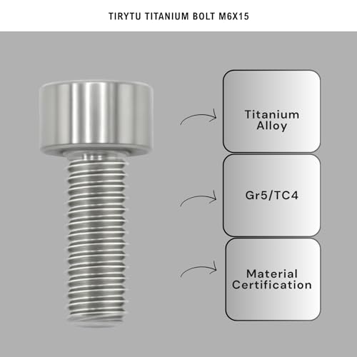 Image of Lightweight Titanium Bolts M6x15, Natural Color | Lightweight Hex Socket Screws, MTB /Road Bike /Motorcycle, Corrosion Resistant, Marine Grade Fasteners