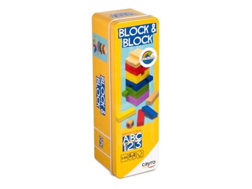 Cayro - Block & Block Metal Box - Juego de Habilidad, Pulso Firme y Decisión - Estructura de Colores - Apila Bloques - + 2 Jugadores