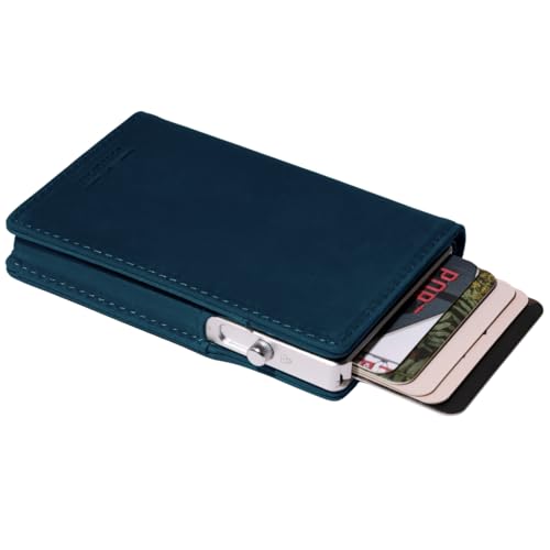 Pop-up Wallet | RFID Blocking Leather Minimalist Wallet | Slim Wallet for Men | Top Grain Leather, Holds up to 10 Cards Plus Cash…