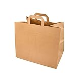 DeinPack 50 x Umweltschonende Papier Tragetaschen 32 x 22 x 27 cm I Papiertüten Geschenktüten Papiertragetaschen biologisch abbaubar, kompostierbar I braune Papier Tüten