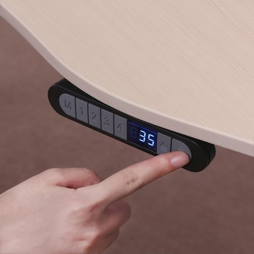 Image of ApexDesk Elite Pro Series 60 inch x 27 inch Electric Height Adjustable Stand up Desk, Sit Stand Home Office Desk, Computer Desk - Curved Oak