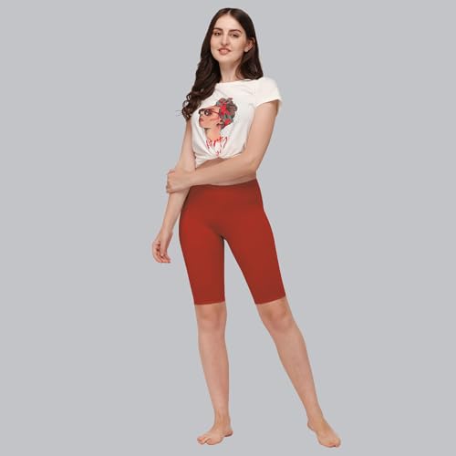 Image of SOIE Women's Mid Rise Soft Polyamide Spandex Knee Length Cycling Shorts