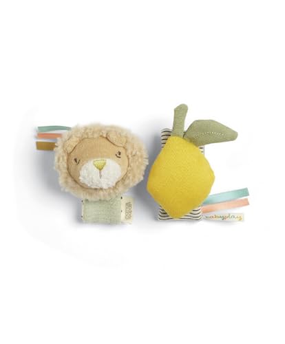 Mamas & Papas Baby/Toddler 2 Pack Wrist Rattle - Babyplay Lion/Lemon