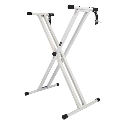 5 CORE Piano Keyboard Stand Double X Heavy Duty 7 Adjustable Height & Width Digital Electric Synthesizer Music Stands For 61 76 88 Keys w Secure Locking Strap - KS 2X WH