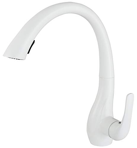 Preisvergleich Produktbild Sanlingo Mischbatterie Spültischarmatur Küchenarmatur Einhebelmischer Schwenkbar Ausziehbar Weiss Weiß