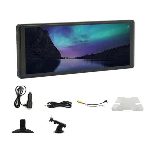 Iyalezirk 1 Set Pantalla de Navegación Táctil Capacitiva Coche de 9.36 Pulgadas sin CarPlay y Android Auto Reproductor Multimedia Portátil Coche Reproductor Multimedia Negro