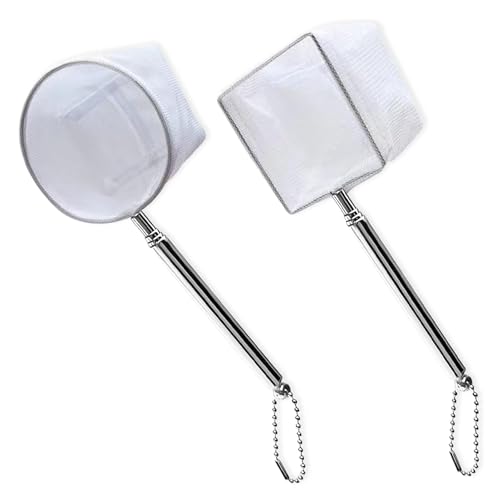 TYXHXTF 2 Pieces Poignée Extensible pour Attraper Les Petits Poissons et Crevettes et Nettoyer l'aquarium, Filet de Peche, Telescopiques Net, Filet pour la...