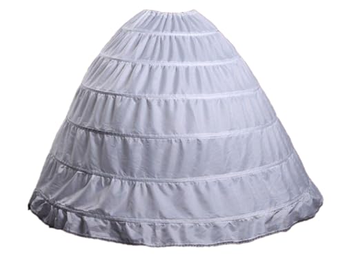 Myhengt Unterrock Reifrock 6 Ringe TÜLLROCK Petticoat Unterrock Krinoline Brautkleid (weiß)