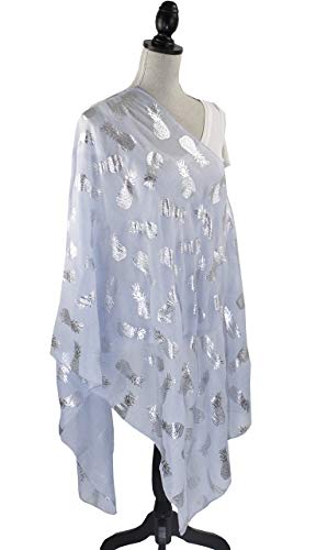 stylesilove Women Spring Summer Metallic Foil Print Lightweight Cotton Scarf Wrap Beach Shawl4