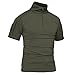 KEFITEVD T-Shirt Herren Taktisch 1/4 Reißverschluss Camouflage Shirt Ärmeltaschen mit Klett Army Uniform Flecktarn Outdoor Hemd Dunkeloliv XL