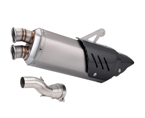 Pot d'échappement à double trou pour moto R1200GS avec tube central de remplacement argent