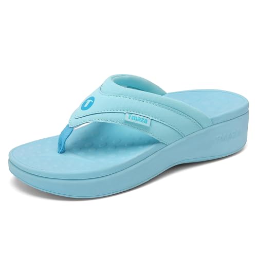 Image of Womens Platform Arch Support Flip Flops | Summer Wedge orthotic Slide Sandals footbed Thong Sandals for Pool Beach