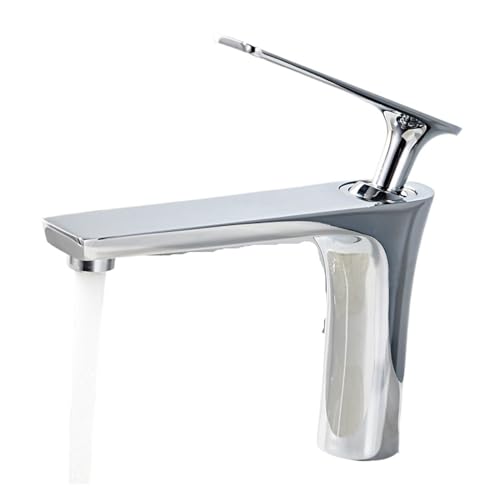 Grifo monomando de latón de alta gama con diseño cascada para lavabo 3