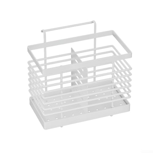 Vilgftyiet Portaposate da cucina da appendere, per lavello, scolaposate in acciaio inox, organizer per cucchiaio e forchetta (bianco)