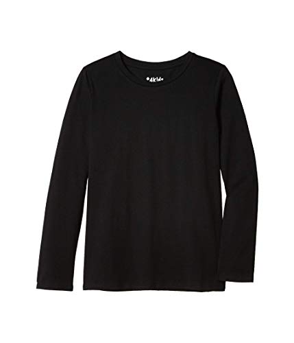 #4K!DS Girl's Essential Long Sleeve T-Shirt (Little Kids/Big Kids) Black XS (4-5 Little Kid)