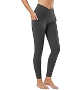 BALEAF Women's Cross Waist Yoga Leggings with 2 Pockets, High Waisted Soft Non See-Through Workou...