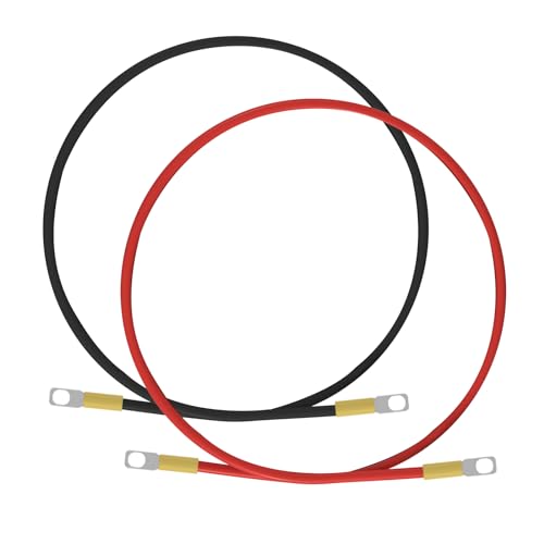 9AWG Battery Cable 12 Inch with 13/64' Lug Terminals Tinned Copper Battery Inverter Cable for Solar Panel Automotive Motorcycle RV Marine 1ft/30cm