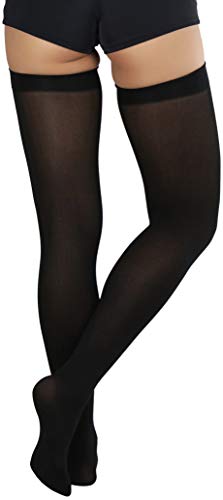 Image of ToBeInStyle Women's Opaque Long Thigh High Stockings w /Decorative Front Satin Bow