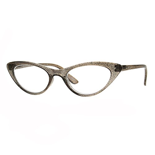 Womens Cat Eye Plastic Glitter Frame Reading Glasses 1.5 Brown