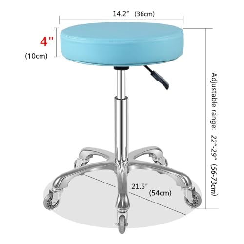 Image of Ainilaily Rolling Stool with Wheels Heavy Duty Hydraulic for Shop Guitar Lab Tattoo Workbench Medical,Adjustable Swivel Stool Chair (Cyan)