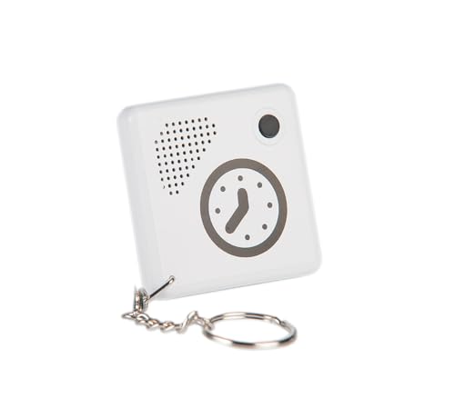 Ravencourt Living Talking Time Pal, Speaking Clock On A Keychain For The Visually Impaired, White With High Contrast Button, Small