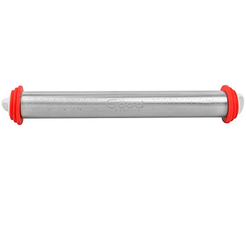 Adjustable Extra Large Pastry Rolling Pin With Thickness Rings - Stainless Steel French Dough Roller With 17" Barrel And 3 Removable Rings To Adjust Thickness- Cleaner Than Wood #TOP5