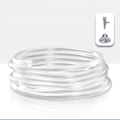 SUAOEO 5 Metre Aquarium Air Hose Kit with Control Valve, Suction Cups, Air Pump Oxygen Standard Hose for Accessories for Aquarium Pumps