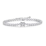 nylry 1 Carat D Color Moissanite Tennis Bracelets for Women Cubic Zirconia Bracelet S925 Sterling Silver 5MM Moissanite Diamond Rhinestone Bracelet Silver Jewelry for Women Girls with Gift Box,