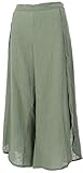 GURU SHOP Palazzohose, Hosenrock, Offene Sommerhose, Helles Olivgrün, Baumwolle, Size:S (36), Lange Hosen Alternative Bekleidung
