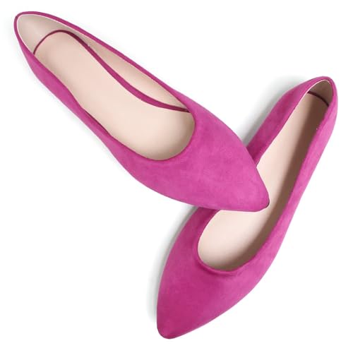 Image of Dear Time Women's Pointed Toe Ballet Flats Simple Casual Office Work Flats Slip-on Comfortable Shoes