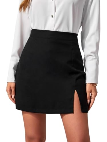 Women's Flowy Trendy Skirt High Waist Solid Slit Skirt