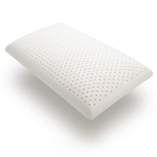 Natural Latex Pillow for Sleeping, YiiMO Breathable Ergonomic Contour Pillows for Neck/Shoulder Pain and Fatigue Relief (Queen-Classic)