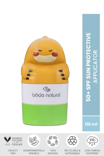 Image of Bade Natural Refillable Dinosaur-Shaped Sunscreen Applicator for Kids - 3.7 fl oz - Roll-On Bottle - Empty, Reusable Dispenser for SPF Lotion - Soft Applicator Tip, Travel-Friendly