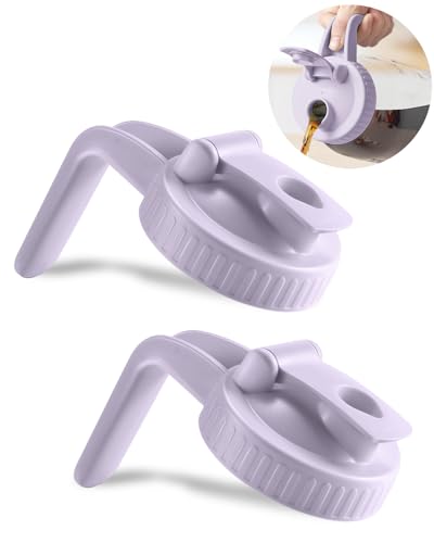Image of 2 Pack Wide Mouth Mason Jar Lids V-Shaped with Handle, Mason Jar Pour Spout Lid with Extended Flip Lid Easy to Open, Airtight Leak Proof and Durable