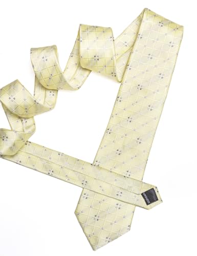 Image of YOHOWA Men Plaid /Striped Ties Set Silk Business Wedding Formal Fashion Necktie and Pocket Square Cufflinks Set