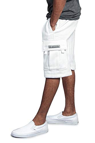 G-Style Usa Men's Solid Fleece Heavyweight Cargo Shorts Fs76 - White - 6X-Large #TOP2