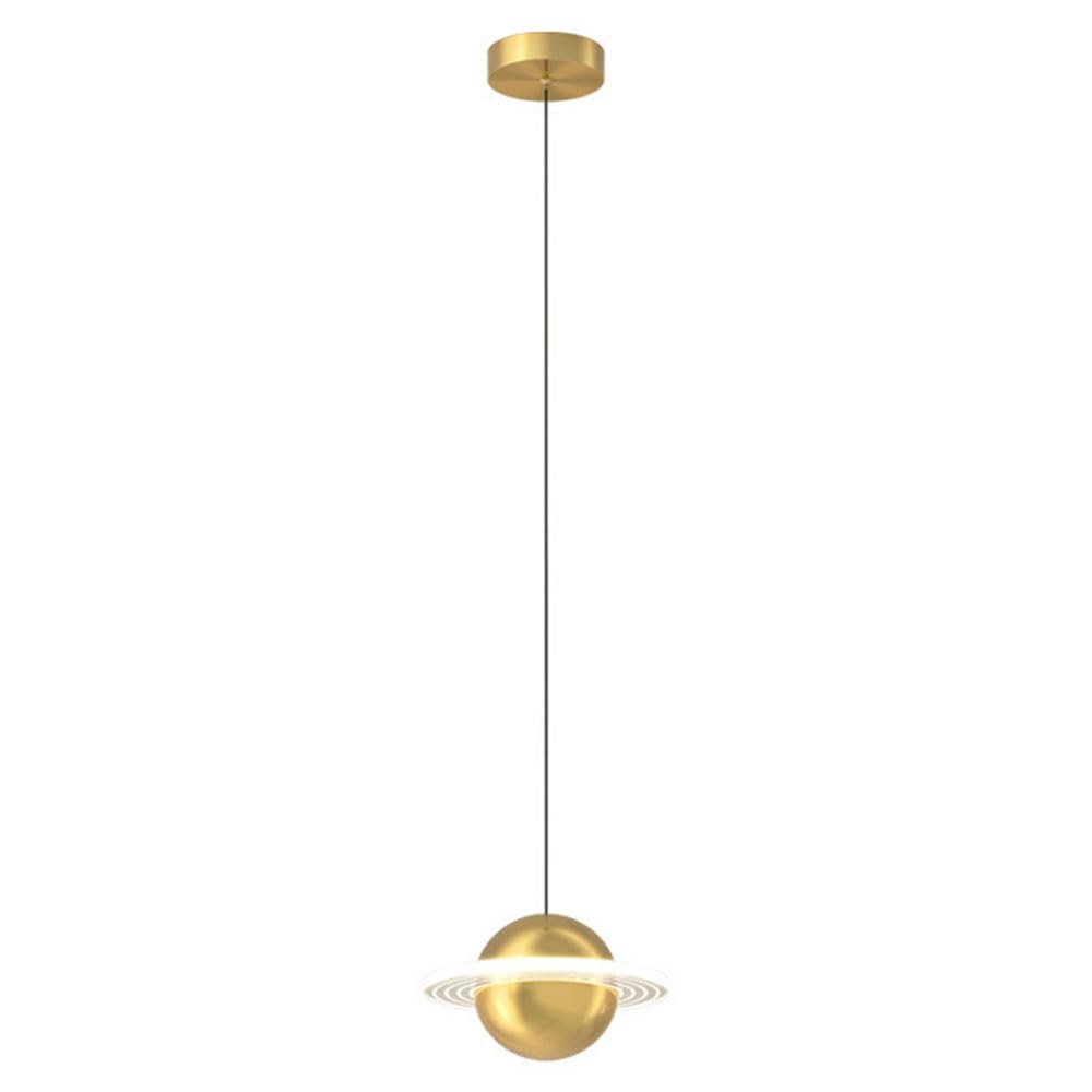 Suspension sphérique dorée en cuivre véritable et acrylique LED