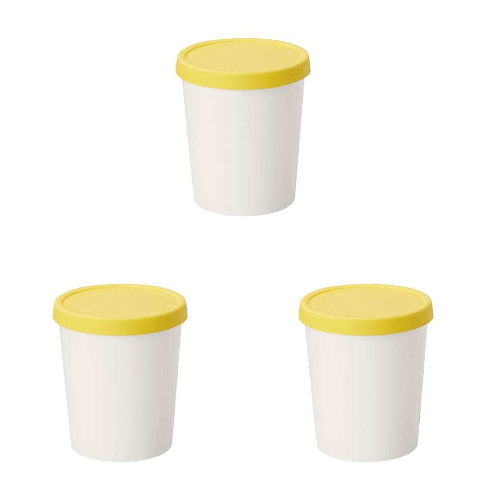 Tovolo Sweet Treat, Reusable Ice Cream Container for Homemade Ice Cream, Lemon - 1 Quart Stackable Storage Tubs with Silicone Lids for Freezer - BPA-Free & Dishwasher-Safe (Pack of 3)