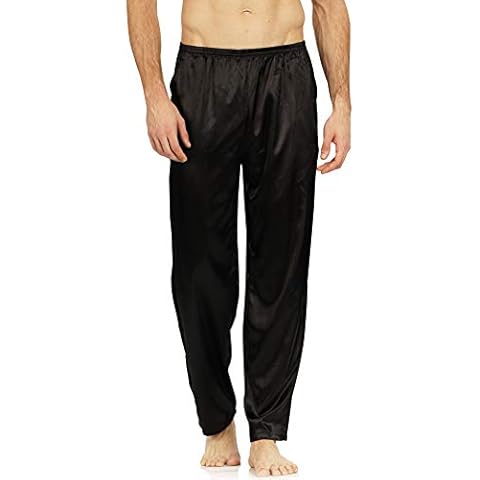 YIMANIE Men's Silk Pajama Pant Comfy Soft Lounge Sleep Pants Black Cover