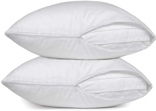 Image of Waterproof & Dustproof Terry Cotton Pillow Protectors, Size |- Set of 2 - (16 inchx24 inch) White