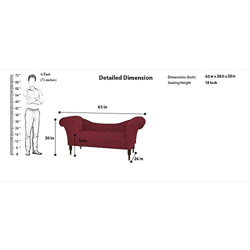 Image of Luxury Velvet 2 Seater Chaise Lounge Sofa - Tufted Chesterfield Modern Couch with Button Tufted Back Elegant Lounge Couch for Living Room, Bedroom, Office