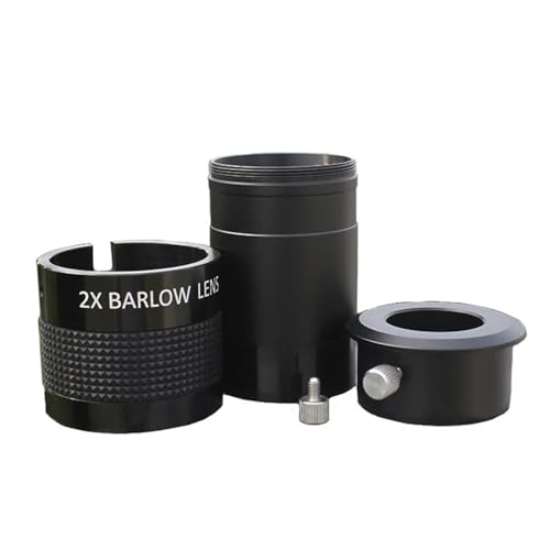 Lente Barlow 2X para telescopio con adaptador de 2 a 1.25 pulgadas de aluminio