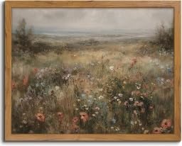 Tableau champ de fleurs sauvages style peinture à l'huile haut de gamme