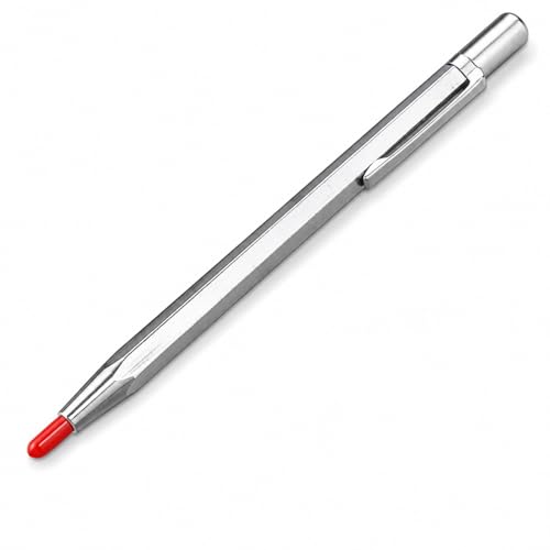 Image of Mistillion Tungsten Carbide Scriber Pen, Heavy Duty Metal Etching Engraving Tool with Knurled Aluminium Handle & Pocket Clip for Glass, Ceramics, Metal Sheet & DIY Crafts