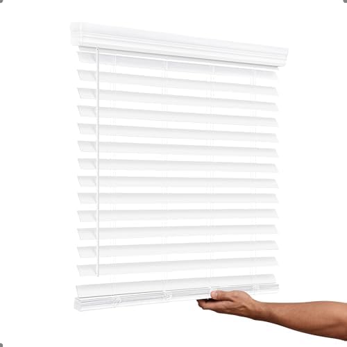 AOSKY 2 Inch Cordless Faux Wood Blinds, Indoor Window Shades, 34" W x 60" H