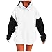 Women's Fashion Hoodies Casual Color Block Long Sleeve Hooded Sweatshirt Lightweight Soft Comfy Hoodie with Pocket White XX-Large